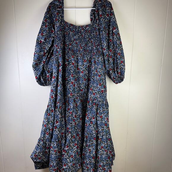 Summersalt The Tiered Puff Sleeve Dress Floral midi long sleeve fall‎ transition - Picture 3 of 9